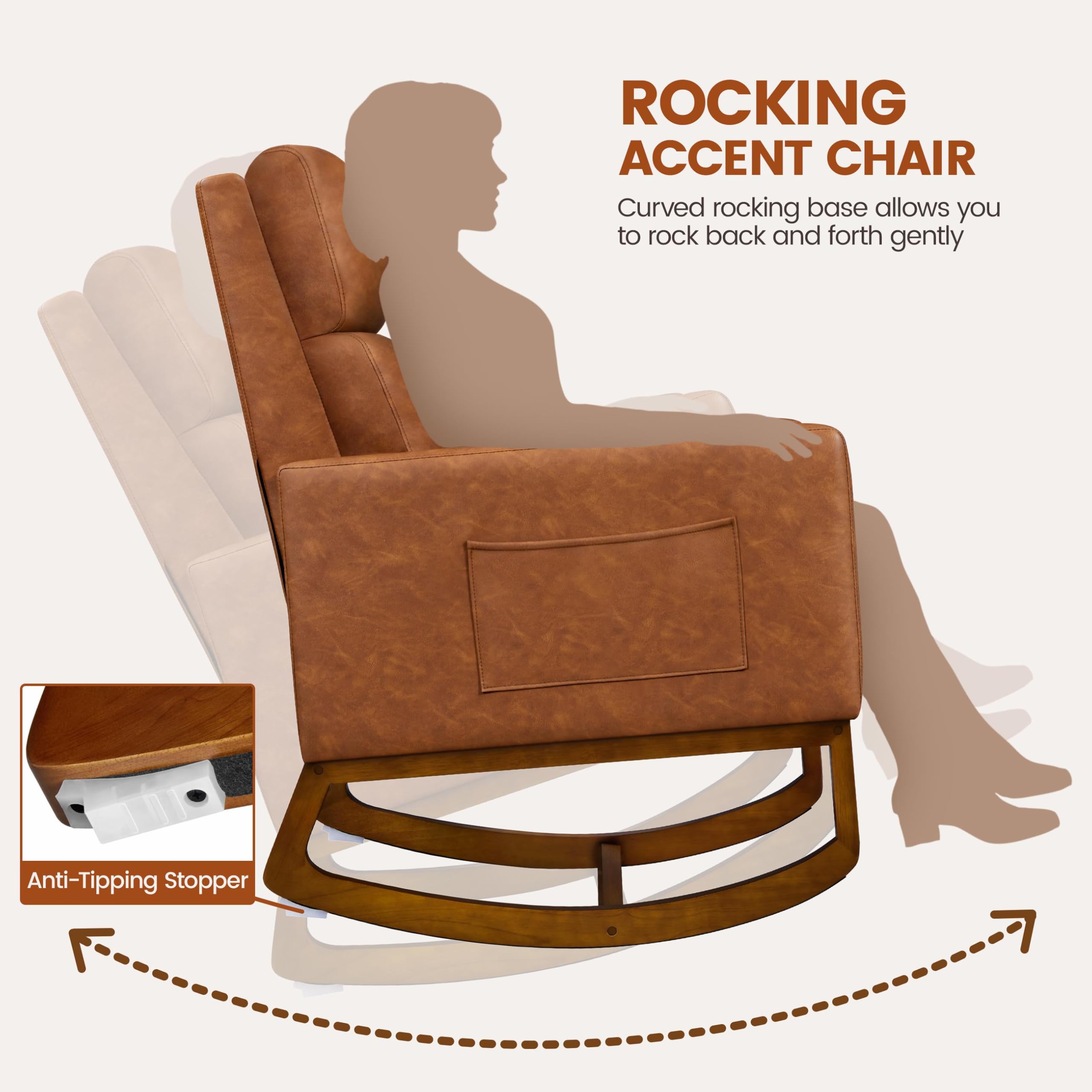 Amazon.com: Yaheetech Leather Glider Chair, Modern Rocking Chair